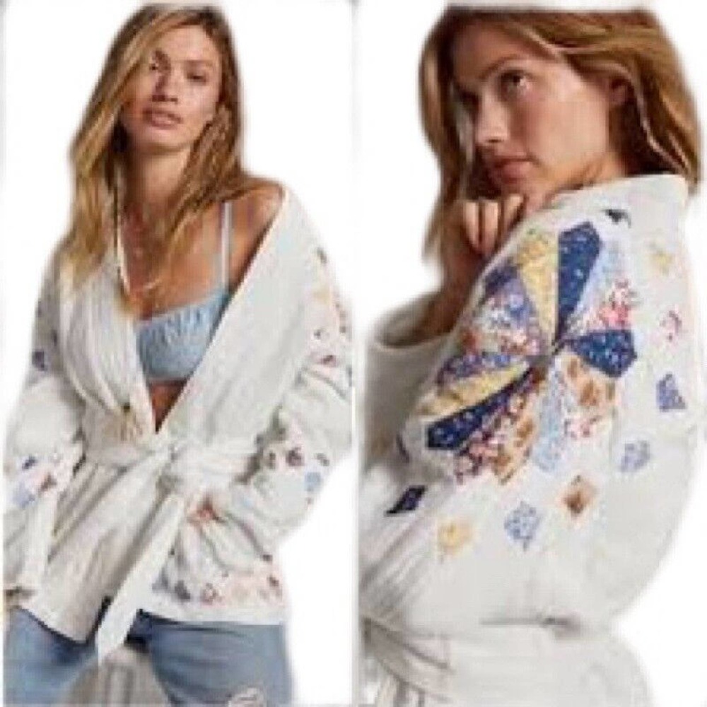 Anthropologie Quilted Patchwork Jacket Neutral Motif Size Medium